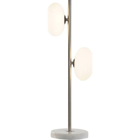 Lampe de table design verre et marbre style moderne élégant - Argent et blanc opalin (1/5)