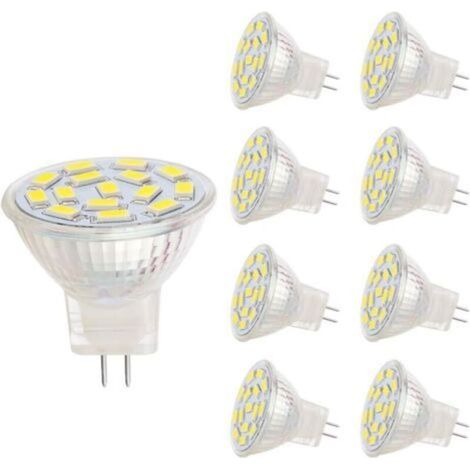 Lampes LED MR11, douille GU4.0, 3W, correspondant à des lampes halogènes 20-30 W, 12 V AC/DC, 350LM, projecteur 120 °, éclairage sur rail, blanc (6000K, 8 pièces) [Classe énergétique A+]