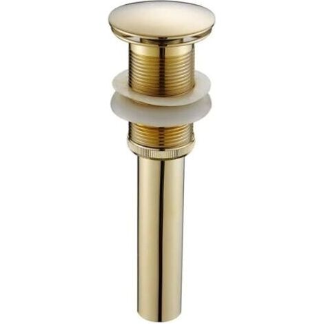 Desagüe para lavabo sin rebosadero, latón macizo, acabado dorado, muelle duradero, fácil instalación, para baño (1/5)