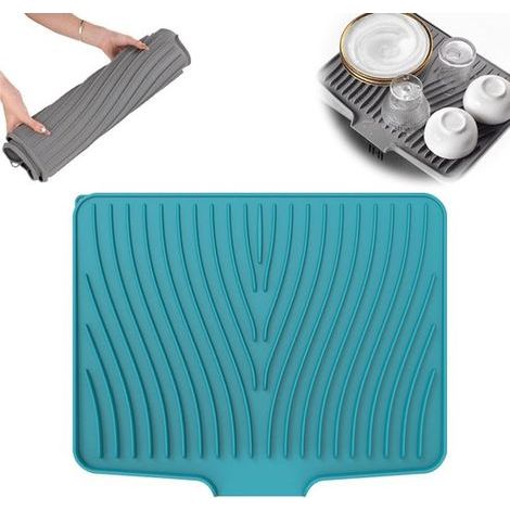 Égouttoir à vaisselle – Tapis isolant thermique – Antidérapant et résistant à la chaleur – Doux et durable – Avec trou de suspension – 40 x 33 cm – Pour assiettes. verres et couverts – Égouttoirs à va (1/5)