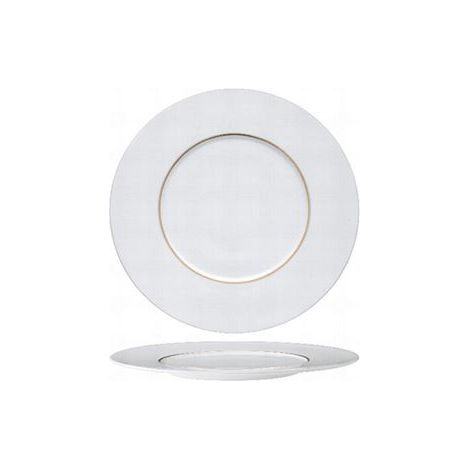 6 x assiettes plates blanches filet doré de 29cm- Porcelaine de Limoges - Essentia