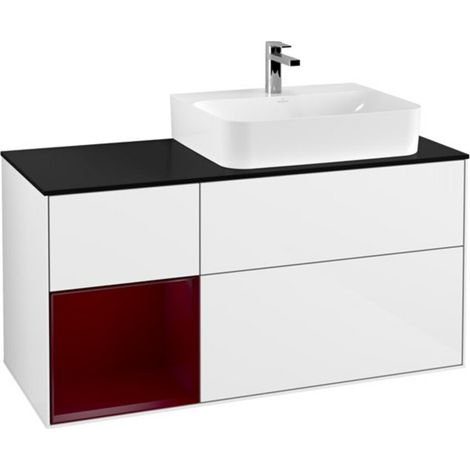 V&B Waschtischunterschrank Abdeckplatte Gl. bla m Finion 120cm, Reg li Peo, Glossy white lacquer (1/2)