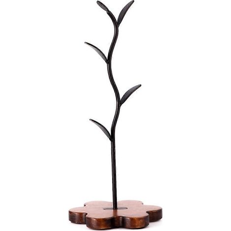 Porte-tasses à café en forme de feuille avec base en bois, accessoire de bar/comptoir à café. (1/5)