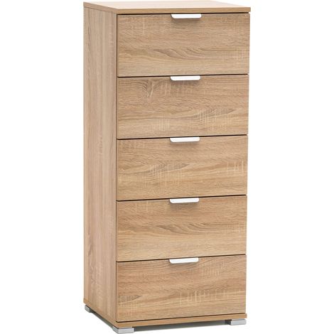 Mobiletto con 5 cassetti in legno nobilitato in varie tinte 45x38xH103 cm - BurlyWood (1/4)
