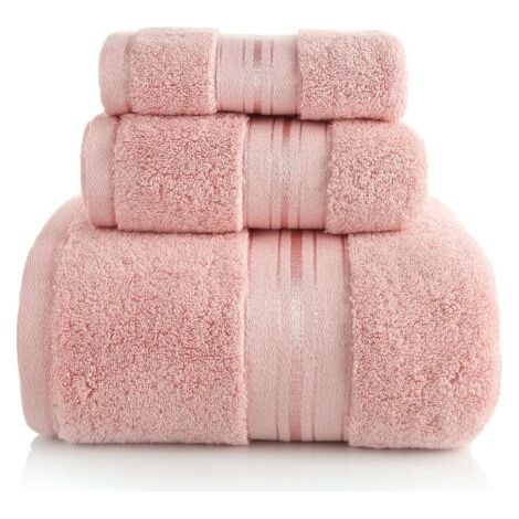 Serviettes de bain - Lot de 3 serviettes 100 % coton - 75 x 150 cm + 34 x 75 cm + 34 x 30 cm