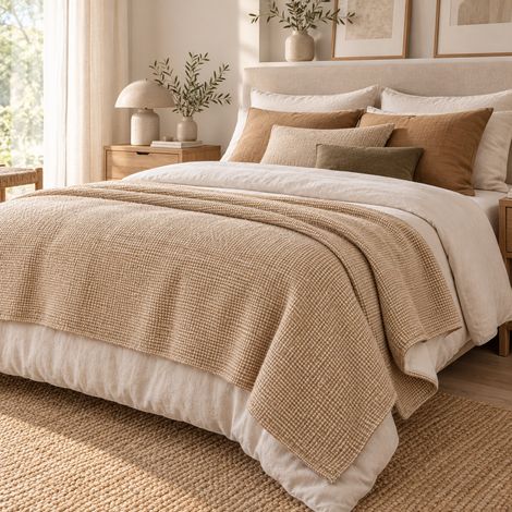 Bout de lit 90 x 220 cm 100% coton texturé ANTON (1/5)