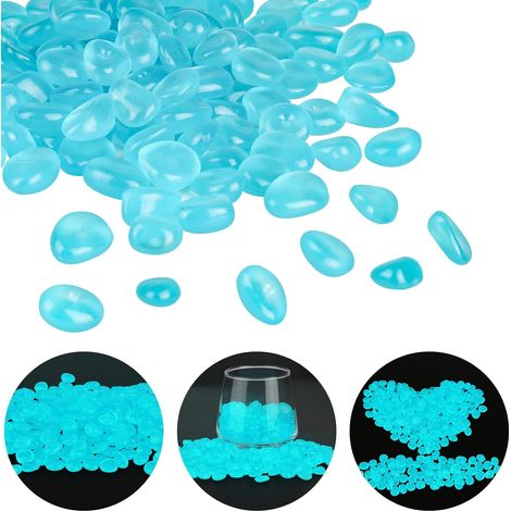 200 galets artificiels lumineux pour jardin, aquarium, trottoir, piscine, allée, pelouse, terrasse (bleu clair) (1/5)