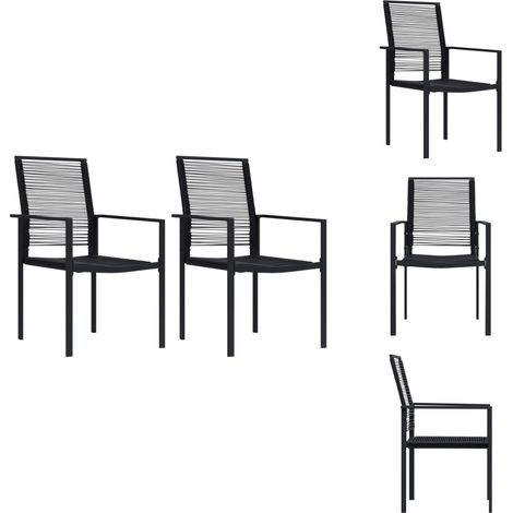 Chaises de jardin lot de 2 Rotin PVC Noir - Chaise De Jardin - Fauteuil De Jardin - Mobilier De Jardin - Rotin Pvc - Chaise Noire (1/5)
