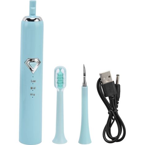 Nettoyeur dentaire ultrasonique 3 modes IPX6 étanche design ergonomique batterie 500mAh kit soin intelligent nettoyage des dents bleu (1/5)