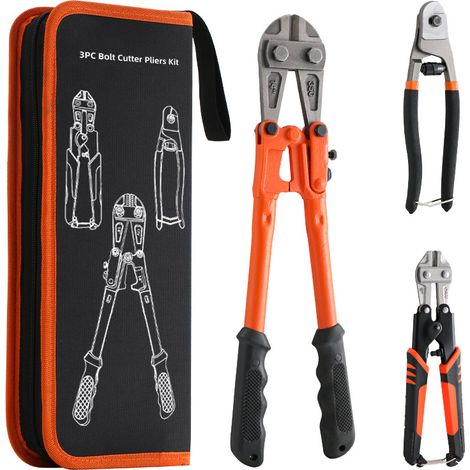 Set de 3 pinces coupe-boulons en acier Cr-V : coupe-câbles et fils, outils de coupe robustes pour bricolage et chantier (1/5)