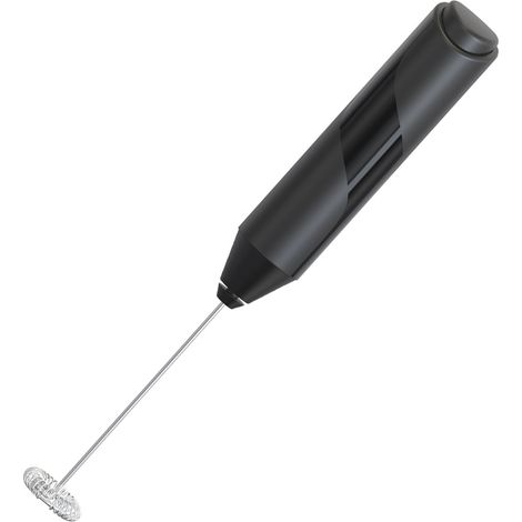 Mousseur à lait électrique portable en acier inoxydable, mini appareil à mousser pour café et chocolat chaud, noir (1/5)
