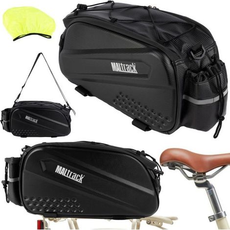 Sacoche Velo - 10 L - Etanche Polyester - Fixation Porte-Bagages - Bandouliere Reglable - Housse Pluie Incluse (1/5)