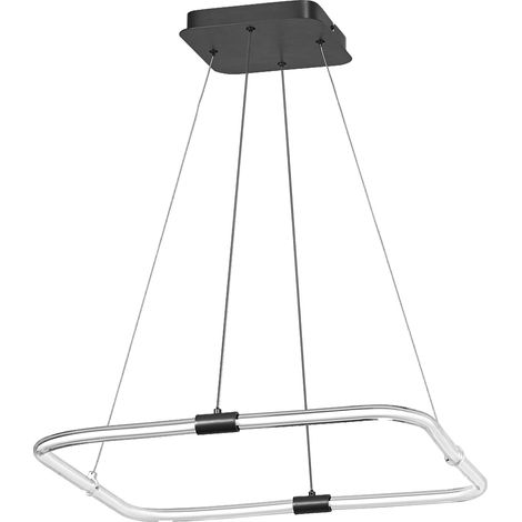 LEDVANCE Decor Tetragon Lampe suspendue en polycarbonate ondulé avec LED et design filament, 18 W, 2000 lm, 3000 K, 830 blanc chaud, dimmable, gris foncé, plastique (PC).
