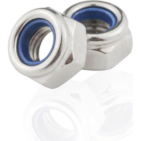 Ecrou M8, Écrous Inox 8mm (10 Pièces), Écrous Hexagonaux en Acier Inoxydable , Ecrou Frein de Blocage en Nylon, Écrou Autobloquant pour Boulons et Vis (1/4)