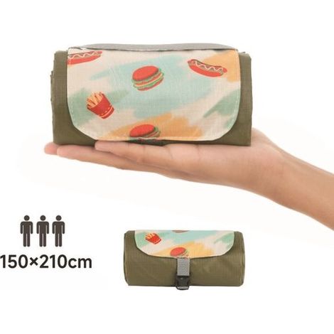 Manta de picnic, Impermeable, ultraligera y compacta, Manta verde para exteriores, acampadas, playa y senderismo, verde oscuro, 150 x 210 cm (1/5)