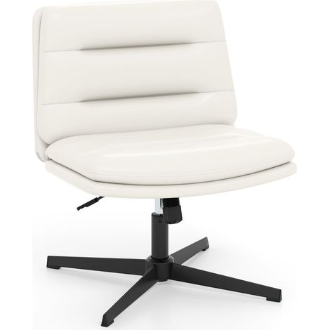 Silla de oficina con patas cruzadas, altura ajustable, color blanco