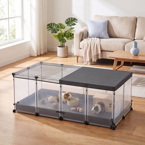 Enclos pour Lapin Intérieur, Parc Modulable Imperméable, 120 x 60 x 40 cm, Blanc (1/5)