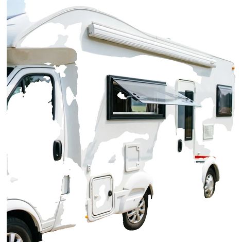 Ventana de camping, 700 x 300 mm, cristal templado, ángulo ajustable de 0 a 85°, aproximadamente 18% de transmisión de luz, aleación de aluminio y ABS. (1/5)