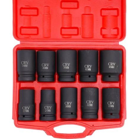 Douille à Choc 1/2 Poids Lourd – Jeu de 10 Douilles 24-46 mm, Lourd Chrome Molybdène Coffret Douille pour Camion, Outillage Mécanique Auto Avec Mallette de Rangement Outils (1/5)