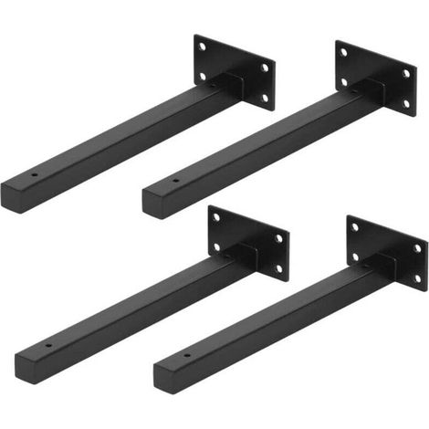 4PCS Supports d'étagères robustes Supports d'étagères en acier inoxydablenoir 100mm Supports d'étagères pour montage mural pour étagères ouvertes DIY