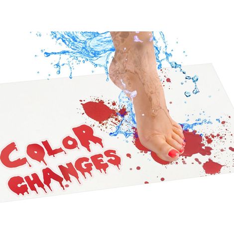 Badematte – Farbwechselnde Vinylfolie, die sich bei Nässe blutrot färbt – Rot/Weiß-Farbwechsel – 40 x 70 cm (1/5)