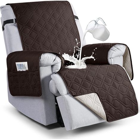 28in Couvertures de chaise de fauteuil imperméable, couverture de fauteuil de fauteuil antidérapant protecteur de meubles de chaise de chien avec poche,chocolat