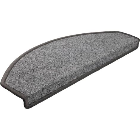 Tapis d'escalier 10 pièces 65 x 24 x 4 cm Gris foncé Demi-rond Grand vidaXL