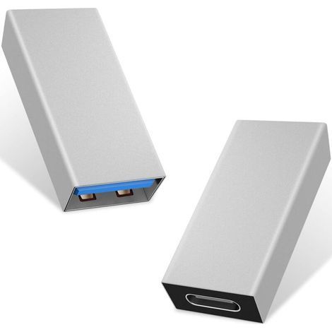 Pair Argent Lot de 2 adaptateurs USB C vers USB 3.0, USB 3.1, USB 3.0 Femelle vers USB C Femelle, Compatible avec iPhone 11, Google Pixel, Samsung Galaxy S20, Huawei, Moto (1/4)