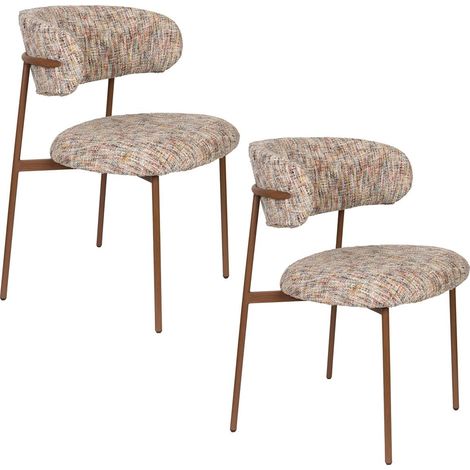 Chaise design, 2 Chaises en tissu Claes Beige en Fabric, BOITE A DESIGN (1/5)
