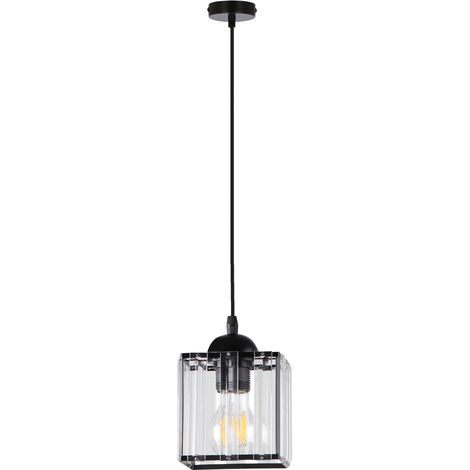Suspension élégante noire verre clair E27 40W Glassia (1/3)