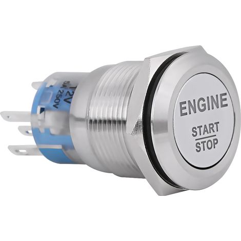 Eosnow 12 -V weiße LED -Auto Motor Start Stopp -Druckknopfschalter Silber Edelstahl