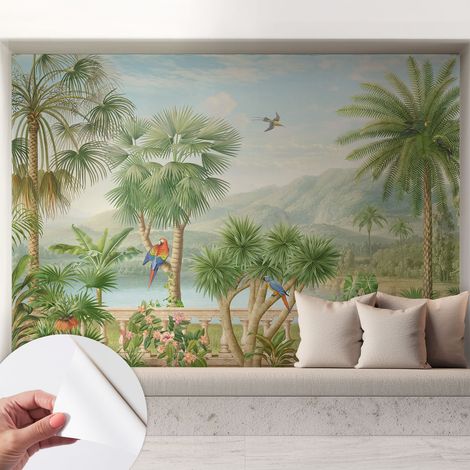 Selbstklebend Tapete - Wandgestaltung - Tapete Wohnzimmer - Flur Eingangsbereich Exotische Landschaft 208x146 cm