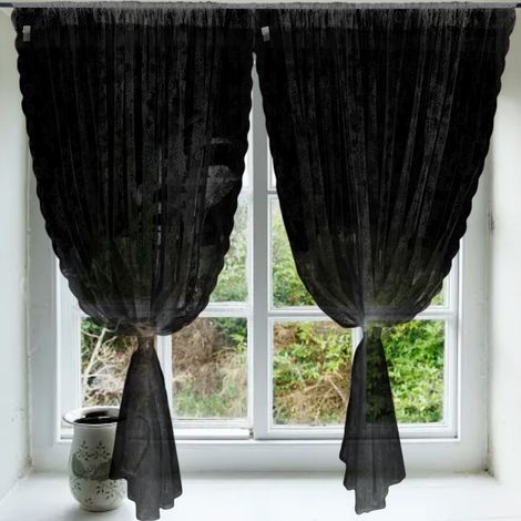 Rideaux en dentelle vintage, rideaux en tulle brodé, rideaux à panneaux de dentelle festonnés