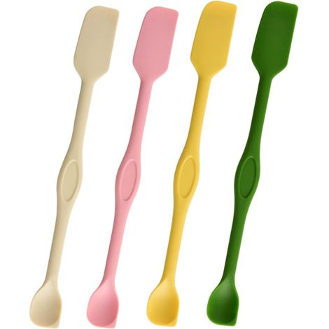 Set di 4 mini raschietti in silicone, raschietto-cucchiaio multifunzionale a doppia testa - Per uso alimentare, lunghi 27 cm (1/5)