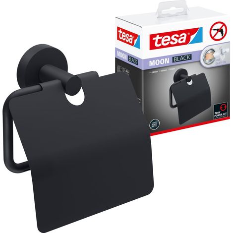 Tesa Moon Black soporte para papel higiénico diseño redondeado negro