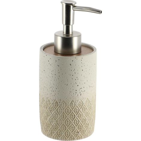 Distributeur à Savon ou Lotion en résine Beige gravé 265 ml - (1/2)