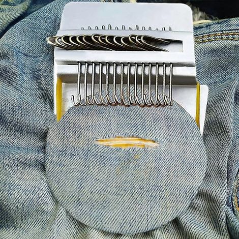 Mini métier à repriser - Kit de réparation pour machine à tricoter - Outil de tissage - Kit pour réparer jeans et chaussettes - Projets de loisirs créatifs (1/2)