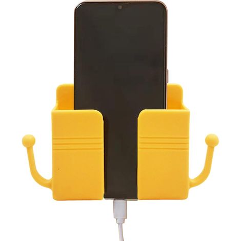 Soporte de pared para teléfono móvil, soporte adhesivo para smartphone, funda para mando a distancia (amarillo)