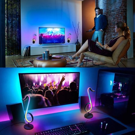 Lampe de table LED à notes de musique RGB à changement de couleur, veilleuse créative, applique murale de chevet, lampe de table d'ambiance musicale. (1/5)