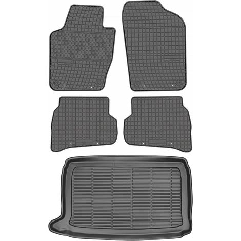 Set di tappetini in gomma per auto e tappetino per bagagliaio per Volkswagen Polo V Hatchback dal 2009 al 2017.