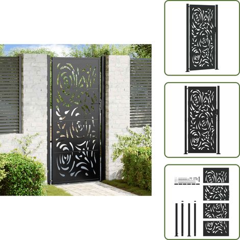 vidaXL Gartentor Schwarz 105x205 cm Stahl Flammen-Design (1/5)