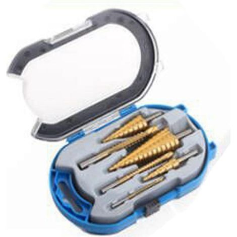 6-teiliges Stufenbohrer-Set aus verschleißfestem, hochhartem Metall mit Aufbewahrungsbox