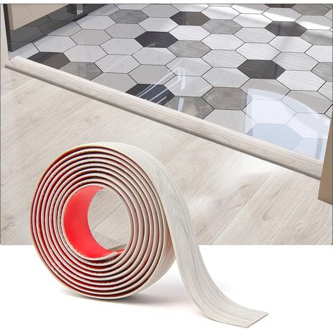 Bande de transition autocollante en vinyle pour joindre les espaces de sol,transition de seuil de moquette,122x4cm,Blanc délavé (1/5)