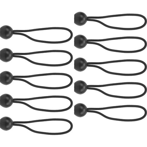 Lot de 10 pinces à boule pour tente, avec tendeurs élastiques et cordons à boule, pour auvent (noir) (1/5)