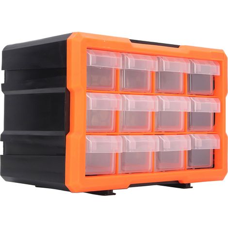 Boîte de rangement à 12 tiroirs en PVC pour pièces de quincaillerie, boîte à outils empilable et organiseur (1/5)