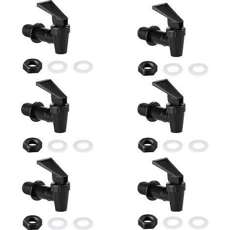 Lot de 6 distributeurs de boissons en plastique - Robinet de rechange pour seau à bière - Robinet de rechange pour boissons froides et chaudes - Fût de bière - Verre à café - Jus - Fontaine à
