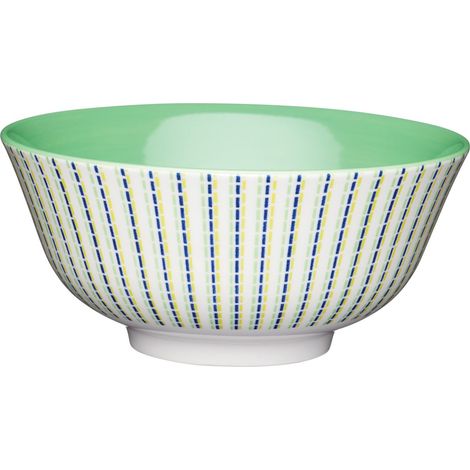 Kitchencraft Ciotole a piedini con motivo a righe marocchine, 15,5 cm (Set di 4), ceramica, Multi/colore, 15,5 x 15,5 x 7,5 cm (15,5 x 15,5 x 7,5 cm)
