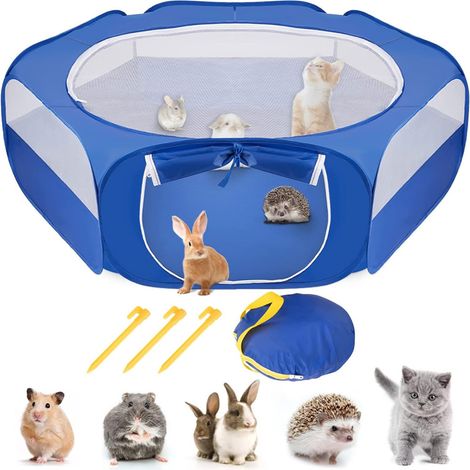 Clôture d'exercice pliable portative pour animaux de compagnie, parc pour petits animaux, avec porte latérale, tente de Cage extérieure pour poussins/chats/chiens/lapins/Hamster (1/5)