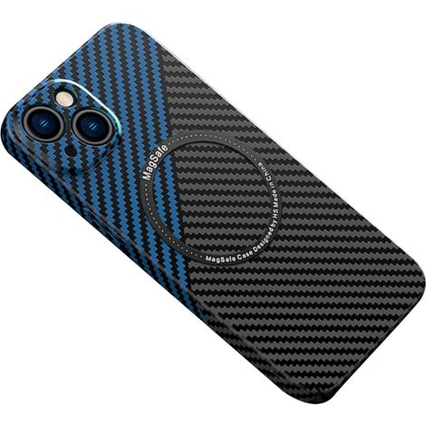 Rahmenlose magnetische Handyhülle aus Kohlefaser für iPhones mit rutschfester, matter Oberfläche, Staubschutz, Lautsprechergitter, Stoßdämpfung, vollständigem Kameraschutz und ohne Signalverlust. (1/2)