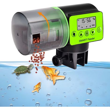 Automatischer Fischfütterer, feuchtigkeitsbeständiger digitaler automatischer Fischfütterer, Aquarium-Fischfutterspender mit digitalem Timer, geeignet zum Füttern von Haustierfischen an Wochenenden/Fe
